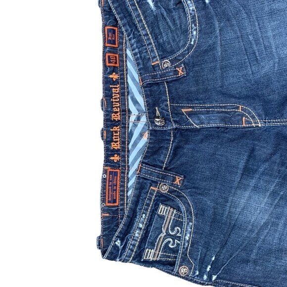 Vintage Rock Revival Embroidered Jeans Size 40 JIMI Blue - Picture 7 of 8